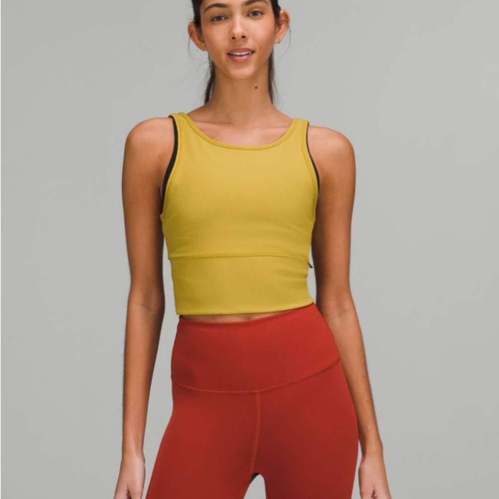 Lululemon Power Pivot Ribbed Tank Top Auric Gold